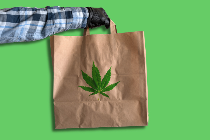 Cannabis delivery man with bag of weed for Blaze Blog