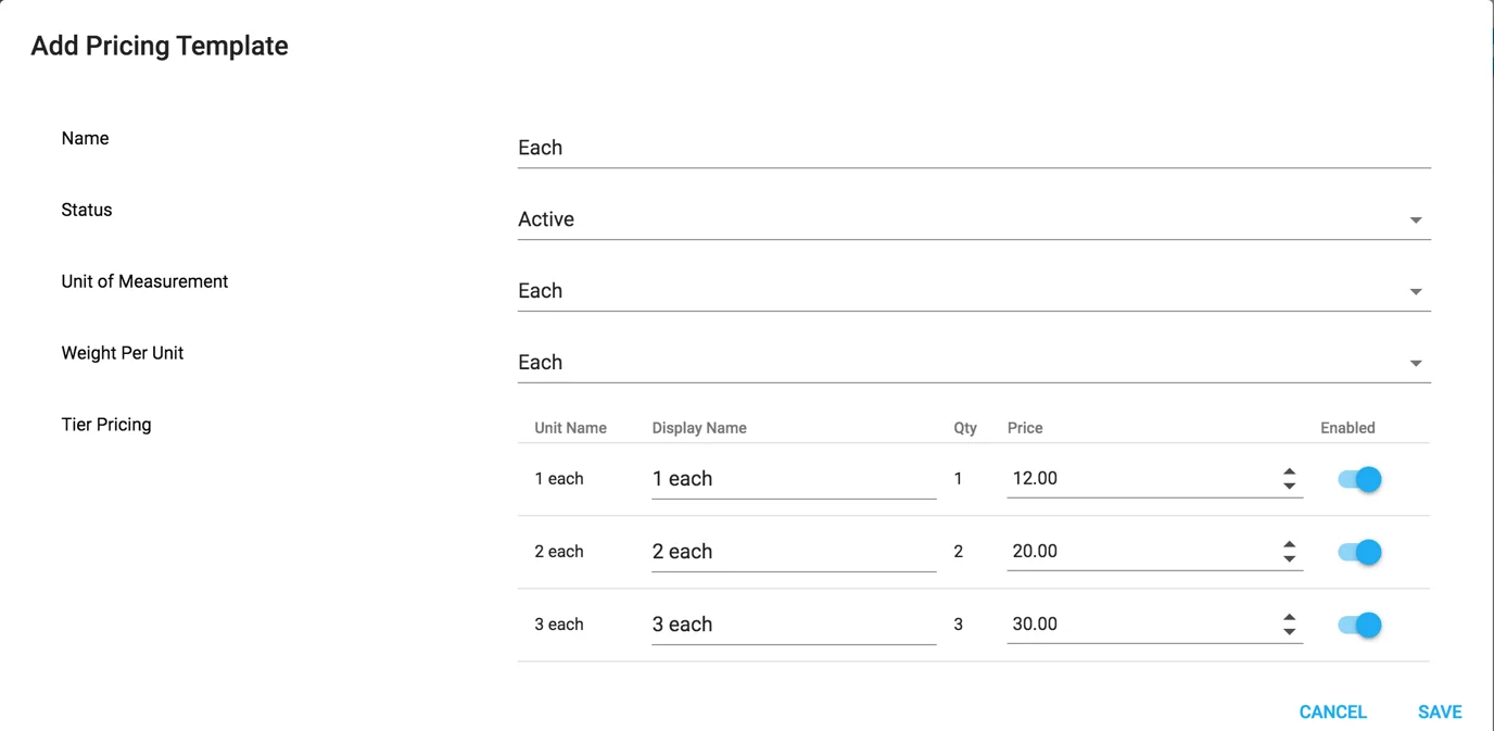 Product Pricing template
