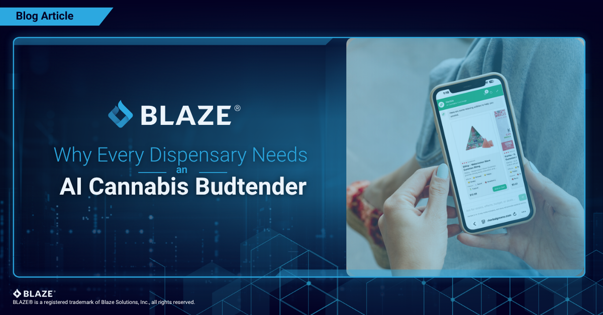 Woman using AI Budtender for online cannabis shopping