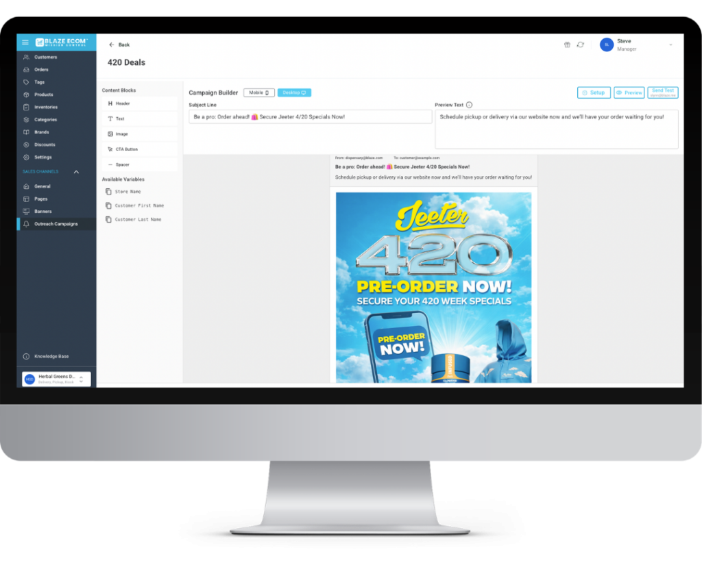 Email notification 4/20 deals