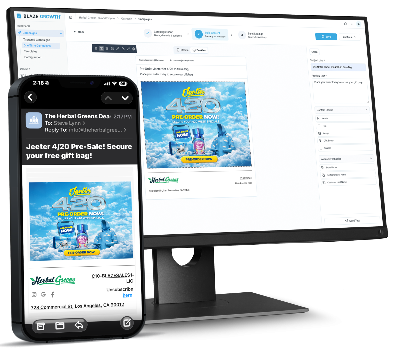 BLAZE Outreach email campaigns