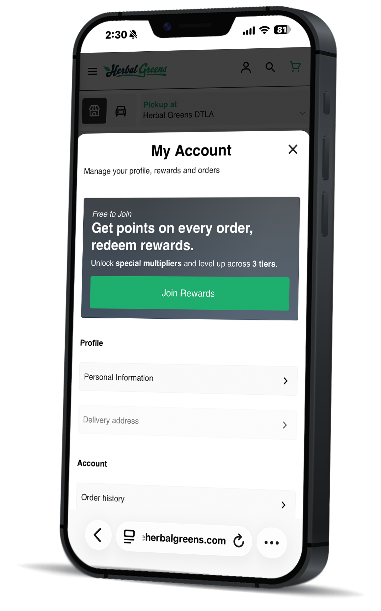 BLAZE Loyalty online enrollment through dispensary ecommerce