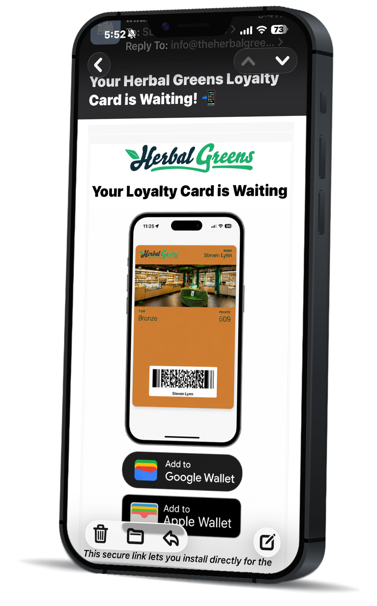 BLAZE Outreach loyalty enrollment via email and SMS