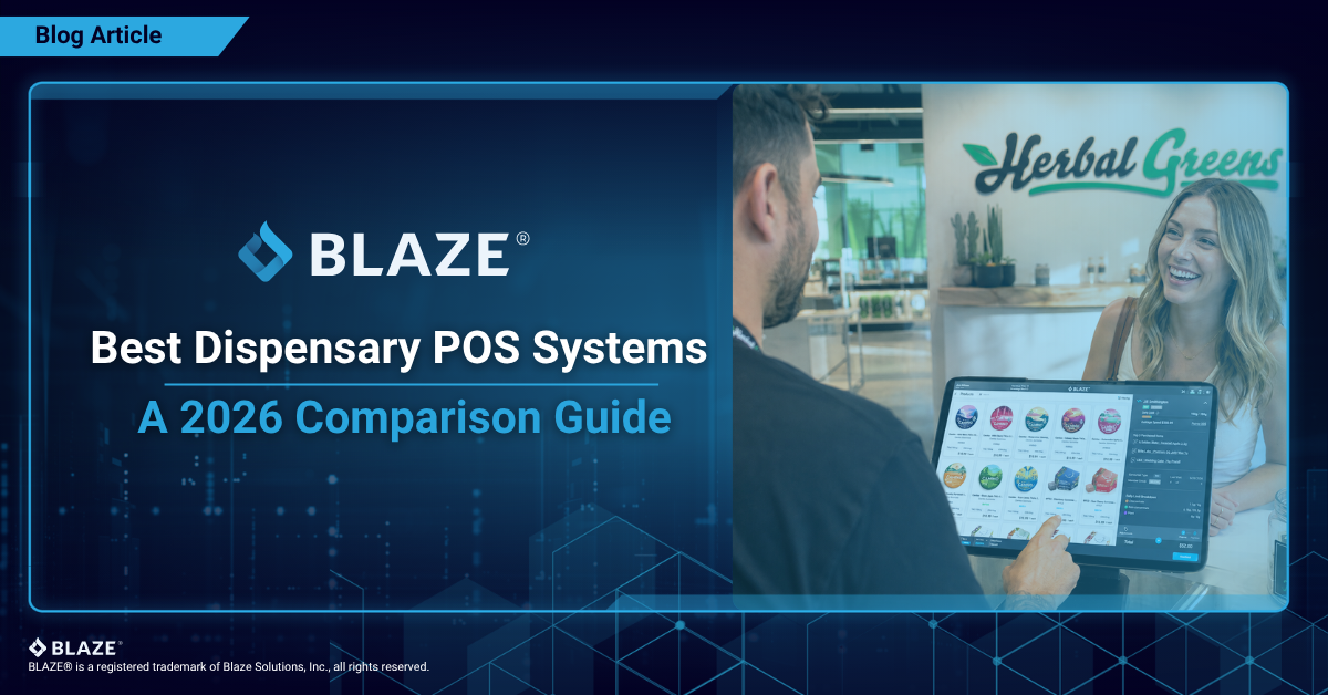 Best dispensary POS systems 2026 comparison guide: a budtender scans a customer phone at a dispensary point of sale