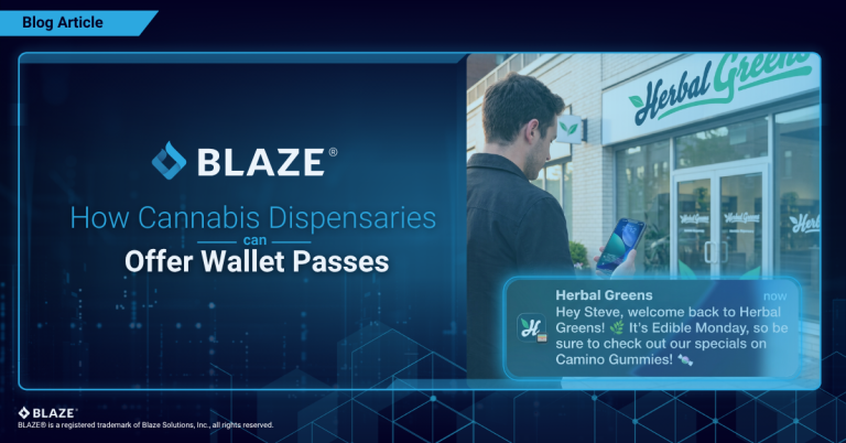 man getting apple wallet notification outside of dispensary
