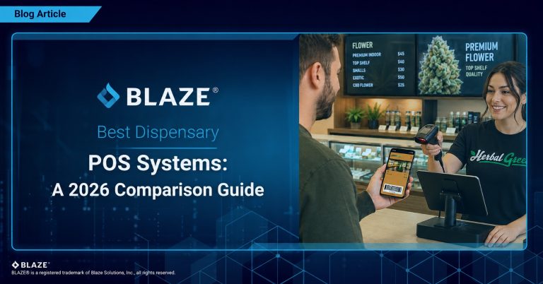 Best dispensary POS systems 2026 comparison guide: a budtender scans a customer phone at a dispensary point of sale