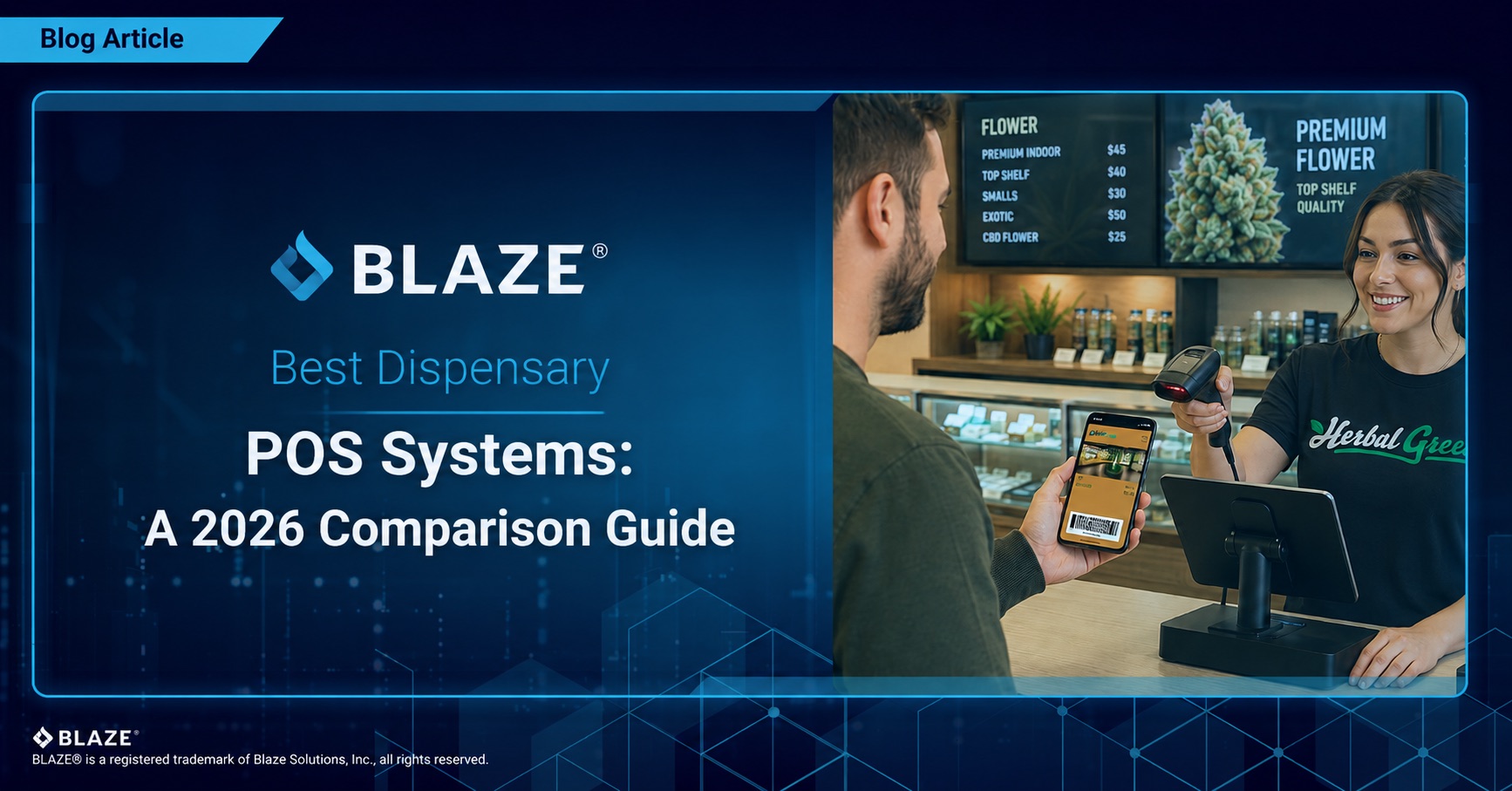 Best dispensary POS systems 2026 comparison guide: a budtender scans a customer phone at a dispensary point of sale
